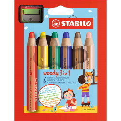 4006381346900 - WOODY 6 CRAYONS COLORIS ASSORTIS