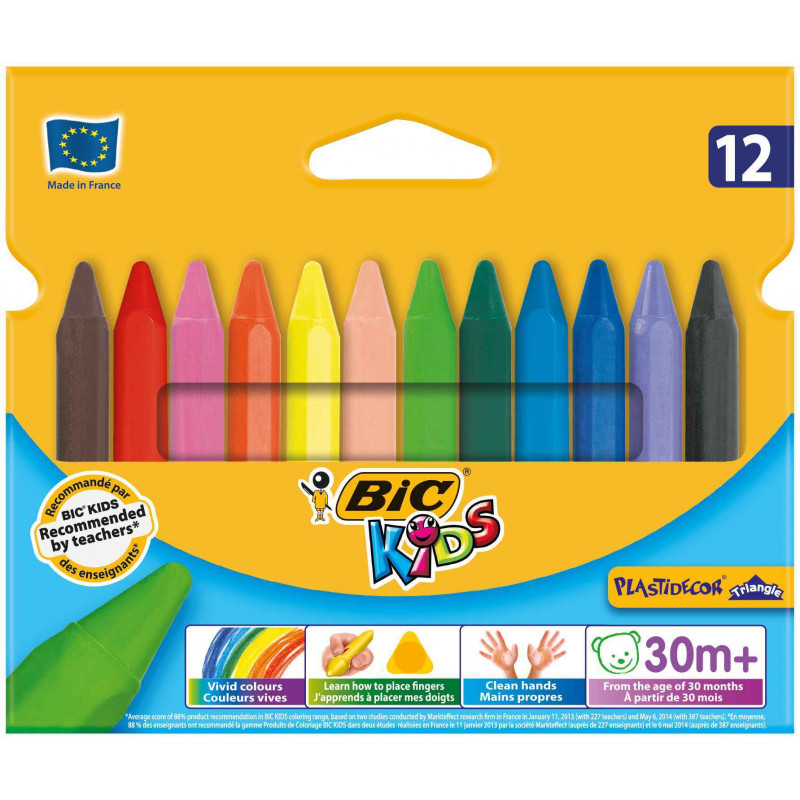 3086124000789 - PLASTIDÉCOR TRIANGLE 12 CRAIES COLORIS ASSORTIS