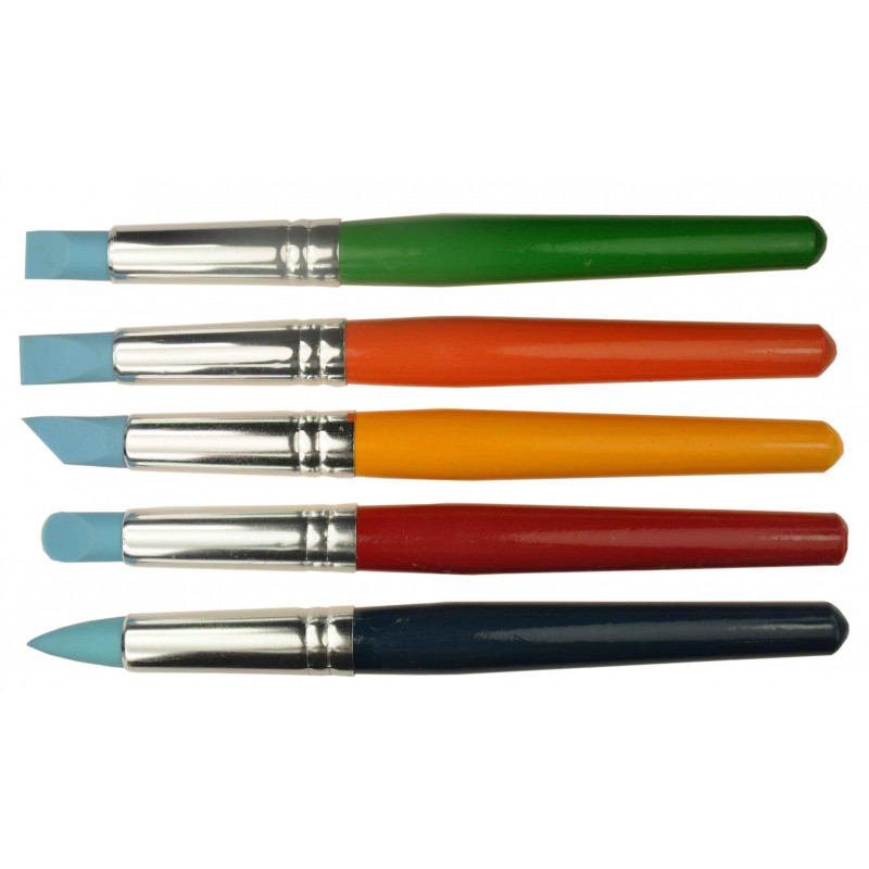 4011569039918 - 5 OUTILS A PEINDRE POINTE CAOUTCHOUC ASSORTIS