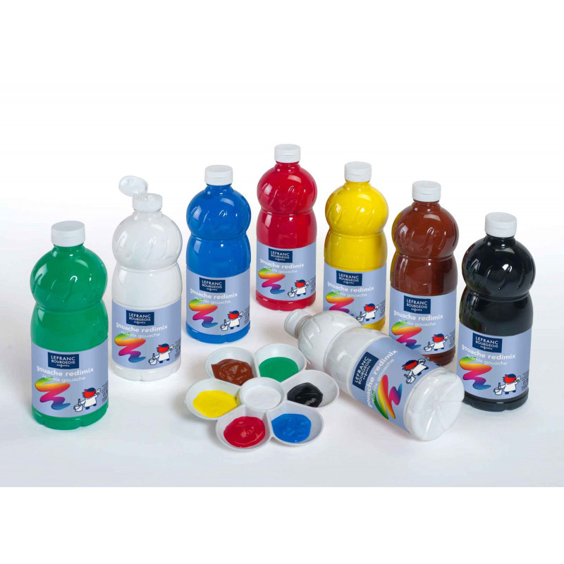 3013641883724 - LEFRANC 8 FLACONS GOUACHE 1L ASSORTIS