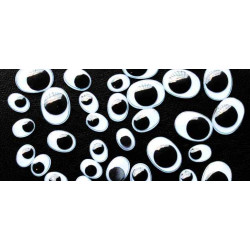 3701385300842 - 100 YEUX MOBILES OVALES NOIRS ADHESIFS TAILLES ASSORTIES