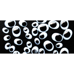 3701385300842 - 100 YEUX MOBILES OVALES NOIRS ADHESIFS TAILLES ASSORTIES