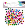 3701385300828 - 100 YEUX MOBILES AVEC CILS COULEURS ADHESIFS Ø10 ASSORTIS