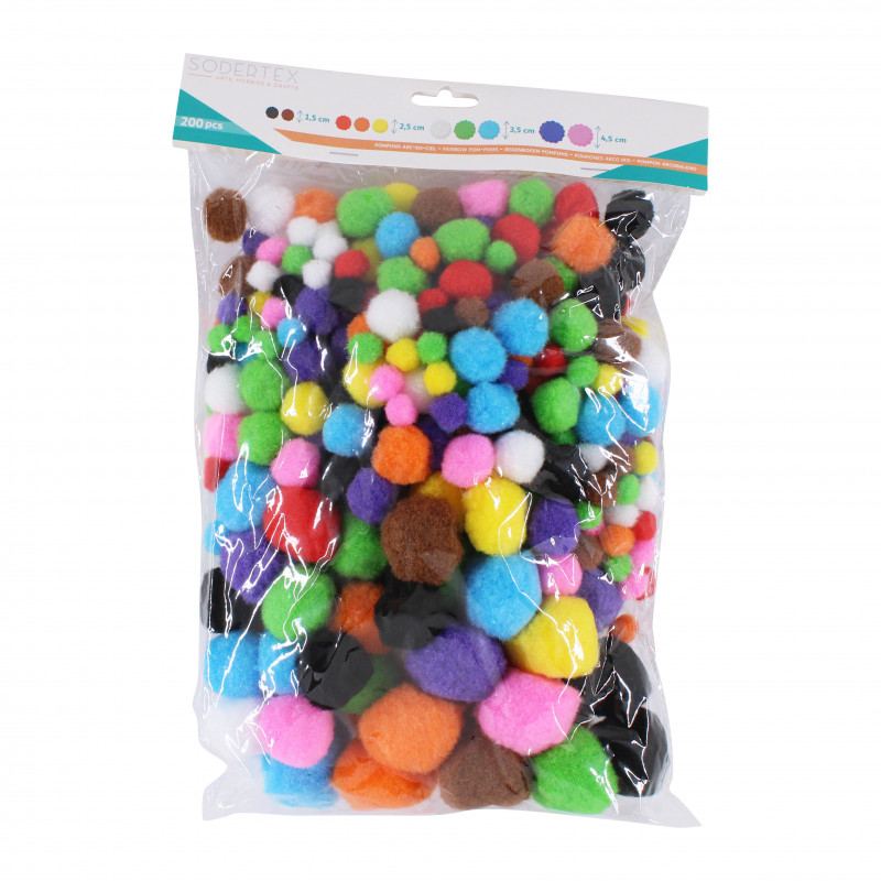3900007909177 - 300 POMPONS TAILLES ET COLORIS ASSORTIS