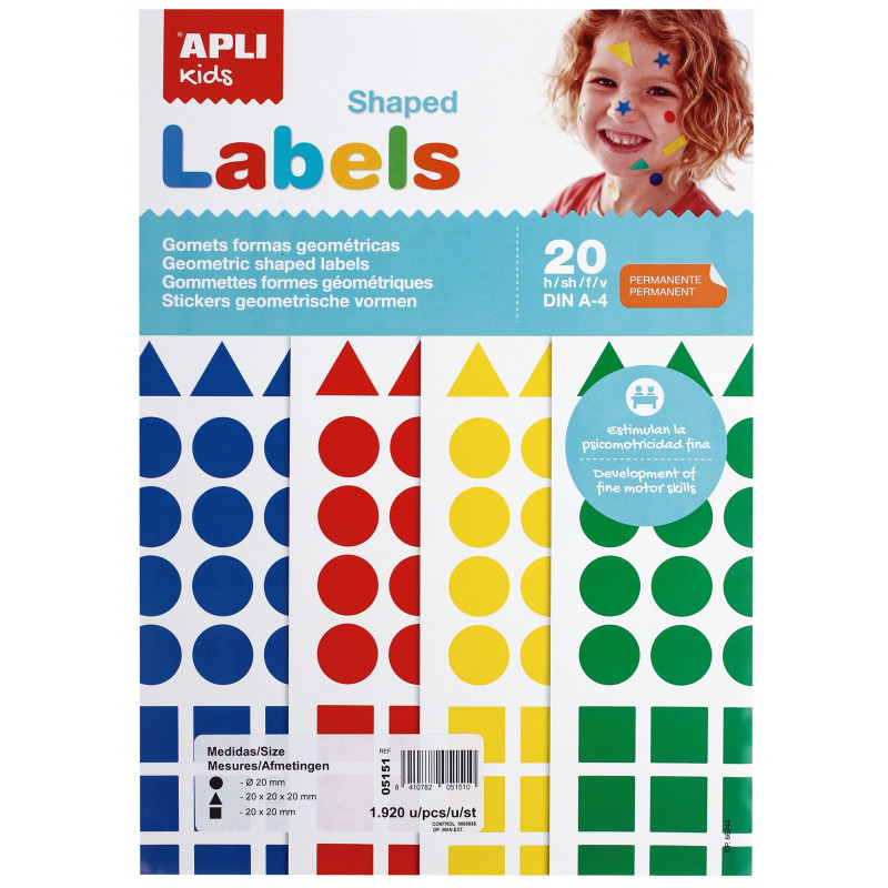 8410782051510 - 1920 GOMMETTES GÉOMÉTRIQUES TAILLES ET COLORIS ASSORTIS