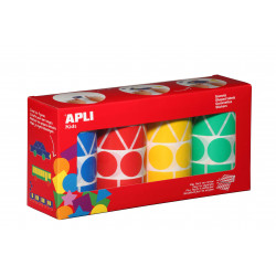 8410782107538 - 4 ROULEAUX 5428 GOMMETTES GÉOMÉTRIQUES ASSORTIES COLORIS CLASSIQUES