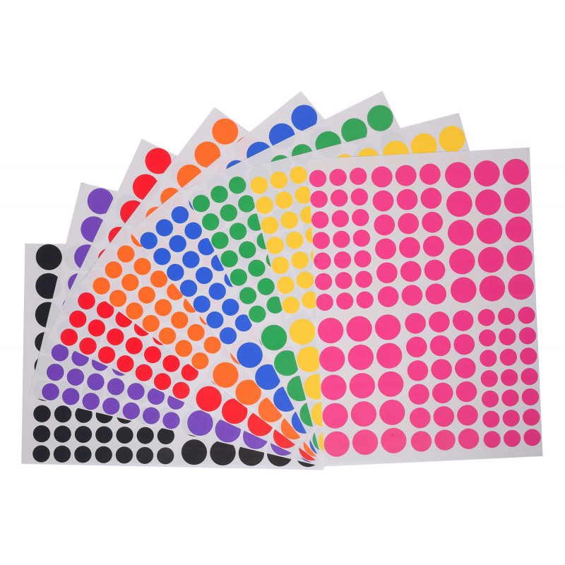 3700162301508 - 1872 GOMMETTES RONDES TAILLES ET COLORIS ASSORTIS