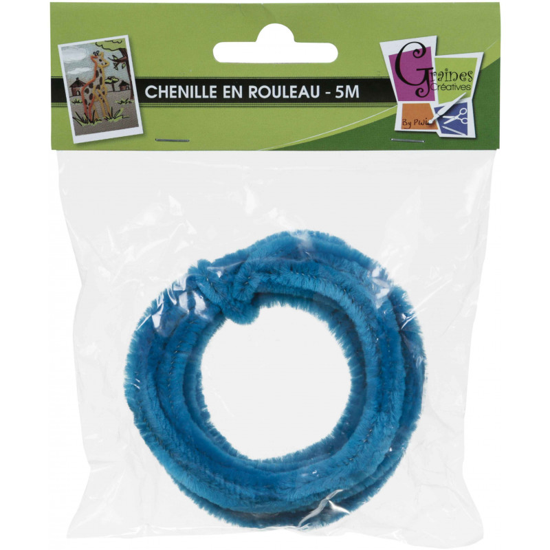 3532434518044 - CHENILLE 8MM ÉCHEVEAU 5M BLEU