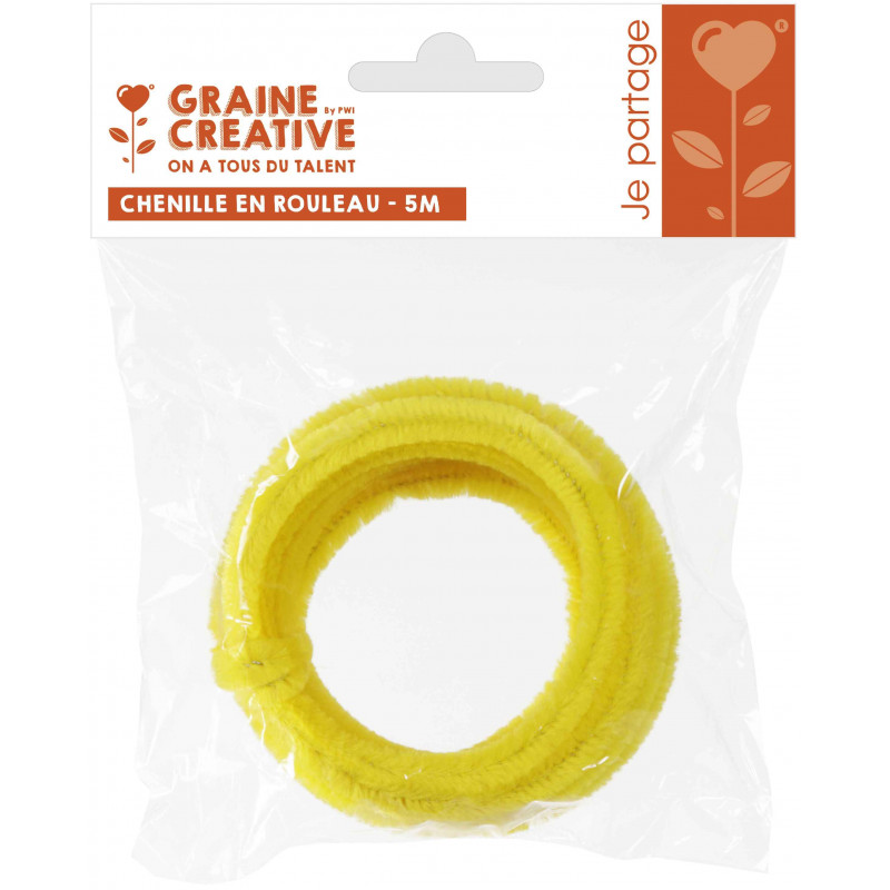 3532434508090 - CHENILLE 8MM ÉCHEVEAU 5M JAUNE