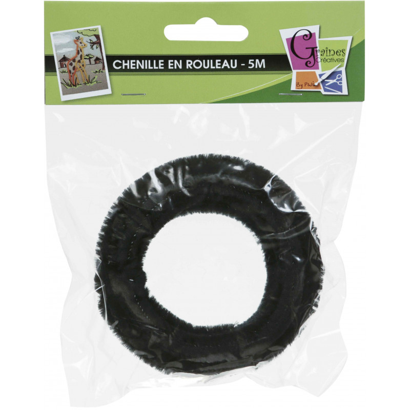 3532434518129 - CHENILLE 8MM ÉCHEVEAU 5M NOIR