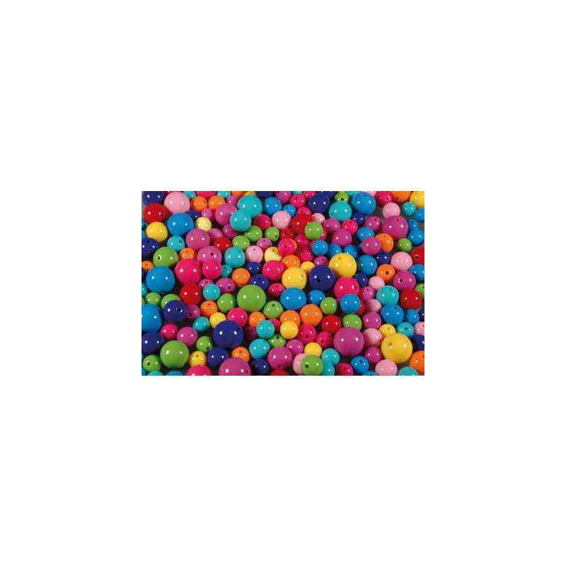 - PERLES RONDES TAILLES ET COLORIS ASSORTIS 200G