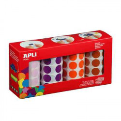8410782140818 - 4 ROULEAUX 7080 GOMMETTES RONDES 20MM COLORIS FUN