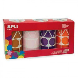 8410782119135 - 4 ROULEAUX 5428 GOMMETTES GÉOMÉTRIQUES ASSORTIES COLORIS FUN