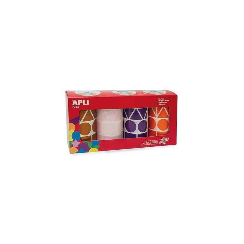 8410782119135 - 4 ROULEAUX 5428 GOMMETTES GÉOMÉTRIQUES ASSORTIES COLORIS FUN