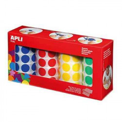8410782137931 - 4 ROULEAUX 7080 GOMMETTES RONDES 20MM COLORIS CLASSIQUES