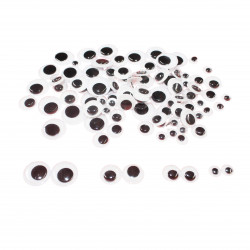 3701385300835 - 100 YEUX MOBILES RONDS NOIR ADHÉSIFS TAILLES ASSORTIES