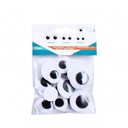 3701385300859 - 18 YEUX MOBILES RONDS NOIR ADHÉSIF TAILLLES ASSORTIES