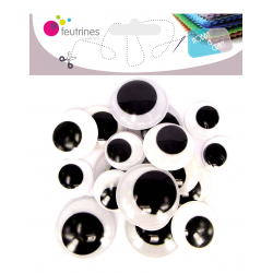 3701385300859 - 18 YEUX MOBILES RONDS NOIR ADHÉSIF TAILLLES ASSORTIES