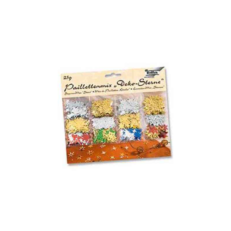 4001868025033 - PAILLETTES SEQUINS ÉTOILES 25G FORMES ET COLORIS ASSORTIS
