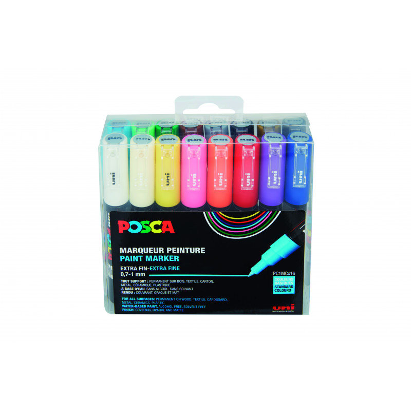 3296280033297 - POSCA PC-1MC 16 MARQUEURS COLORIS ASSORTIS