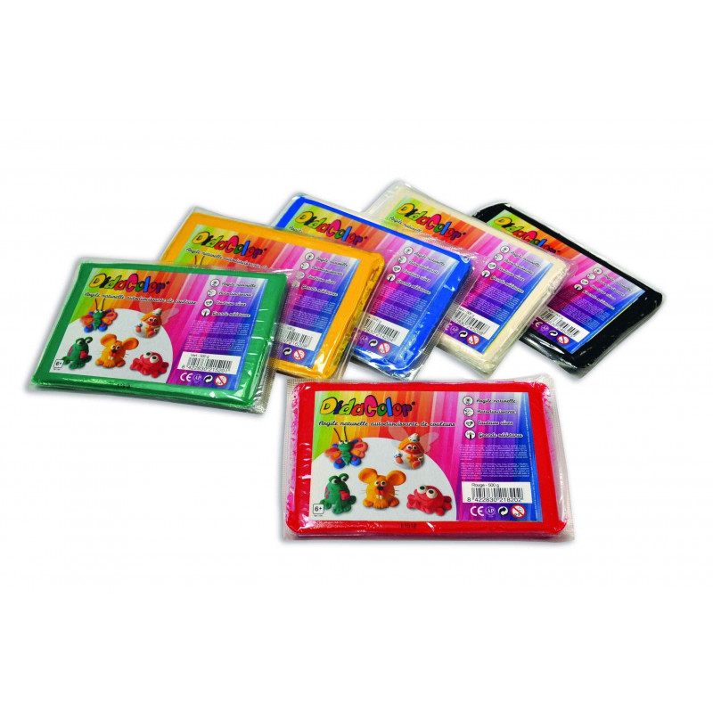 8422830251216 - 6 PAINS 500G ARGILE NATURELLE AUTODURCISSANTE COLORIS ASSORTIS