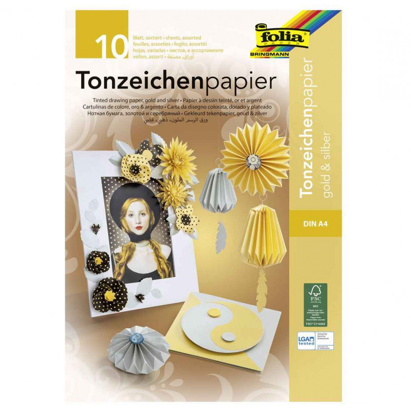 4001868006018 - BLOC PAPIER 10F 130G 21X29,7CM OR ET ARGENT