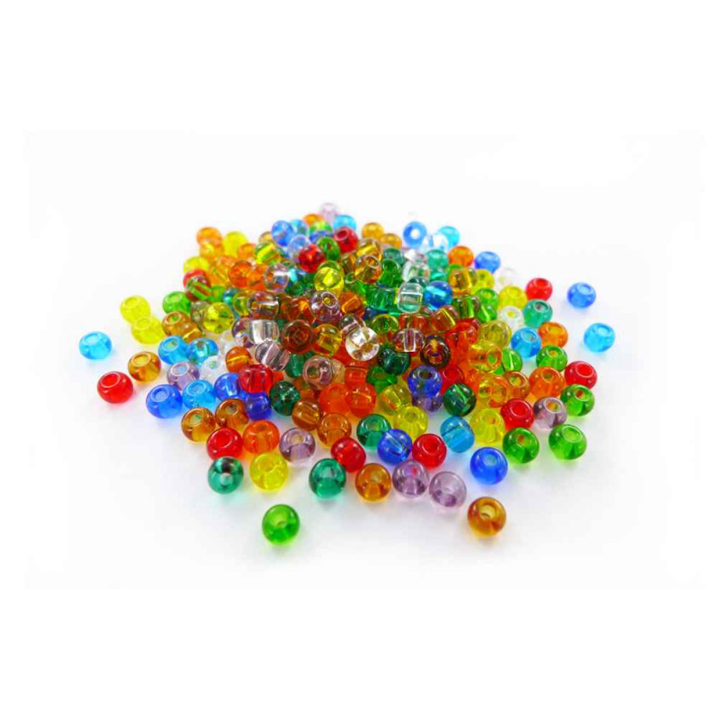 8428885491072 - 500G PERLES ROCAILLES 5MM TRANSPARENTES ASSORTIES
