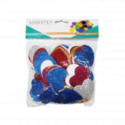 3701385300392 - 200 COEURS PAILLETÉS CAOUTCHOUC ADHÉSIF TAILLES ET COLORIS ASSORTIS