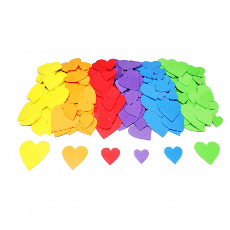 3701385301771 - 200 CŒURS CAOUTCHOUC ADHÉSIF TAILLES ET COLORIS ASSORTIS