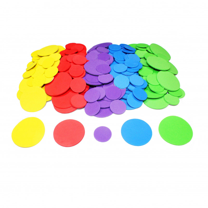 3701385301764 - 200 FORMES RONDES CAOUTCHOUC ADHÉSIF TAILLES ET COLORIS ASSORTIS