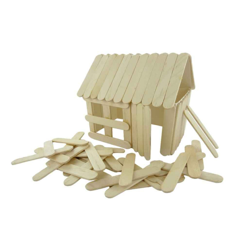 8428885482124 - 500 BÂTONNETS PLATS BOIS 6,5CM COLORIS NATUREL