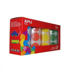8410782147695 - 4 ROULEAUX 2832 GOMMETTES RONDES 33MM COLORIS CLASSIQUES