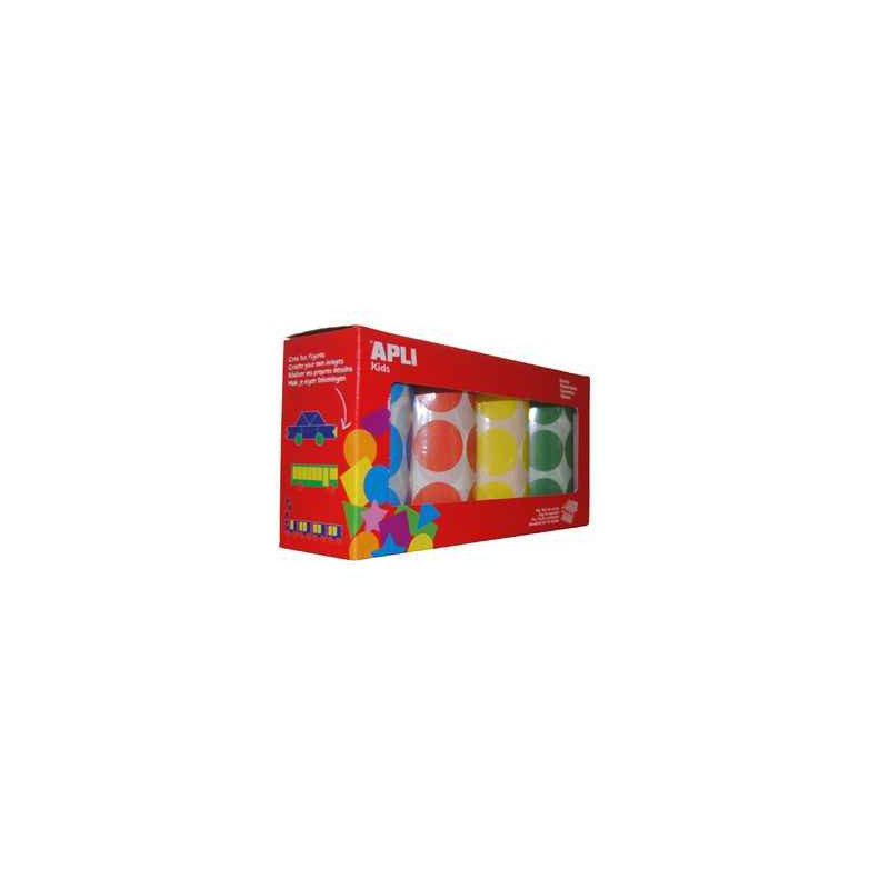 8410782147695 - 4 ROULEAUX 2832 GOMMETTES RONDES 33MM COLORIS CLASSIQUES