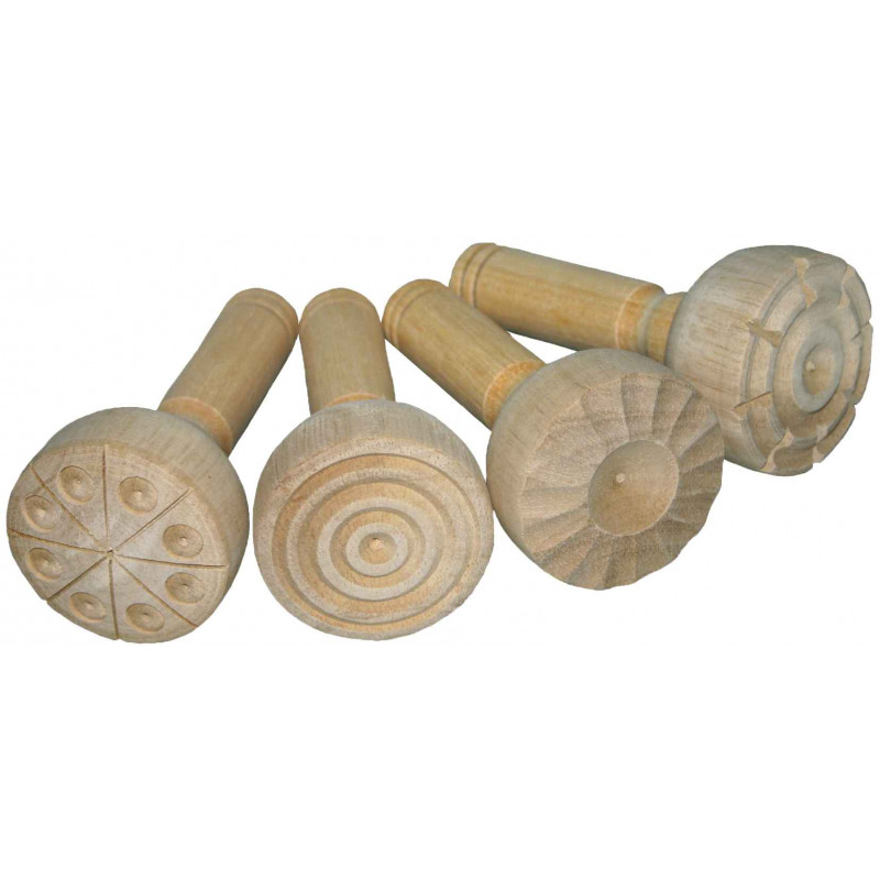 4260081543391 - 4 TAMPONS BOIS ASSORTIS POUR PÂTE À MODELER