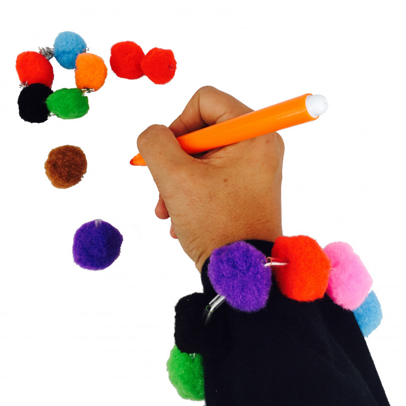 3701385300866 - 100 POMPONS À TROUS TAILLES ET COLORIS ASSORTIS
