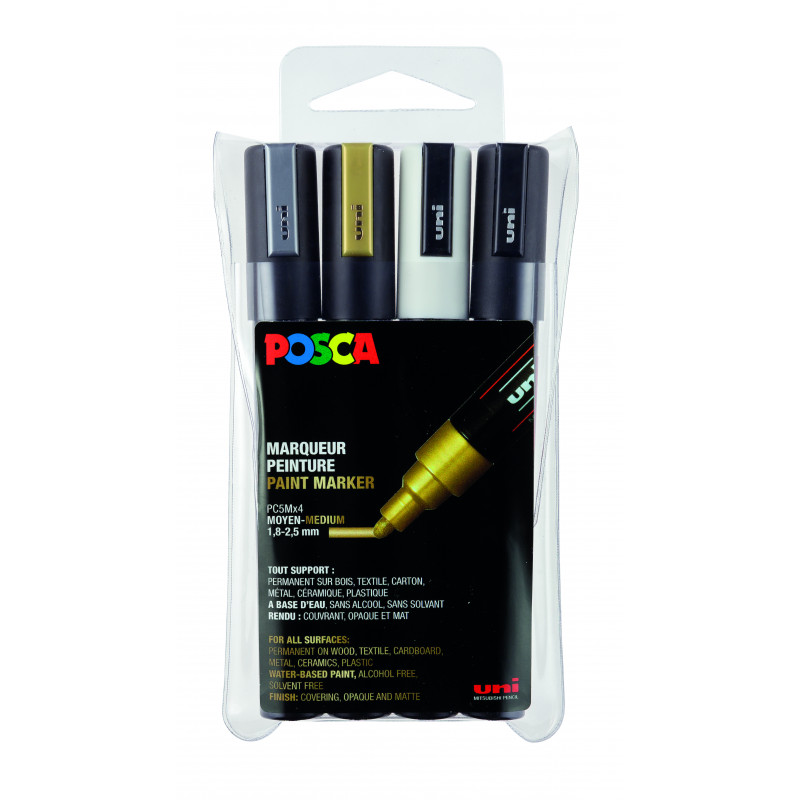 3296280033426 - POSCA PC-5M 4 MARQUEURS SPÉCIAL FÊTES