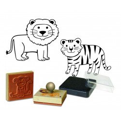 3760119713624 - 9 TAMPONS BOIS ANIMAUX DE LA SAVANE