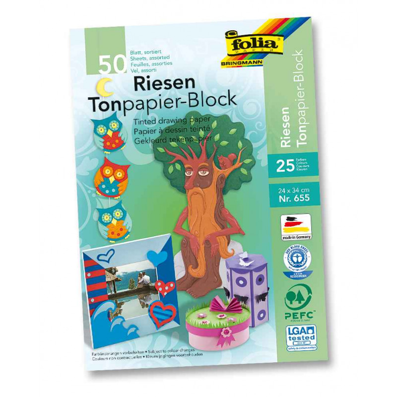 4001868006551 - BLOC DESSIN 50F 25 COLORIS ASSORTIS 24X34CM 130G