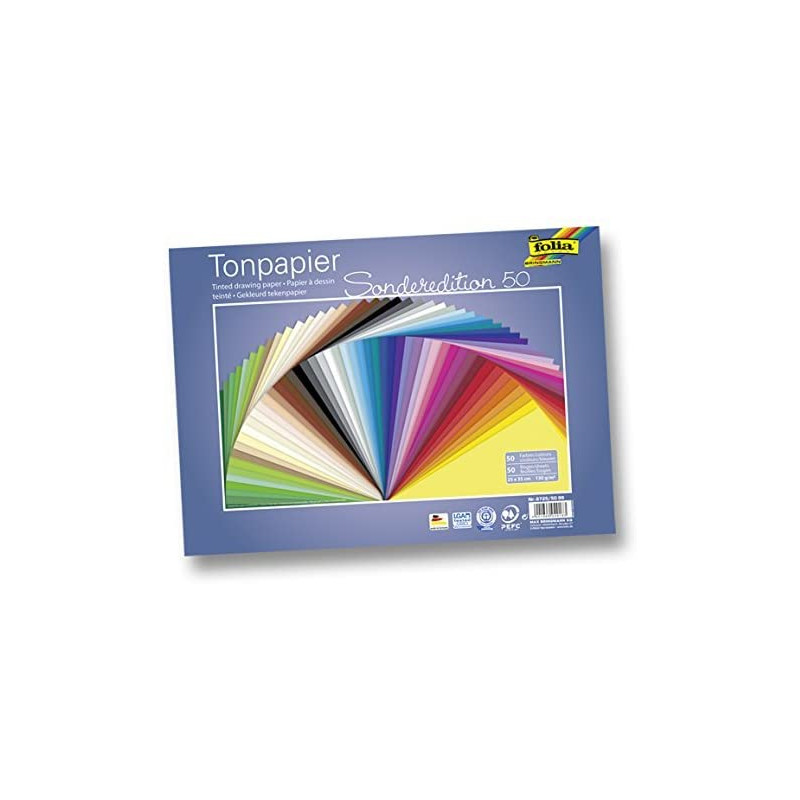 4001868049183 - 50F PAPIER DESSIN LISSE ASSORTIS 25X35CM 130G