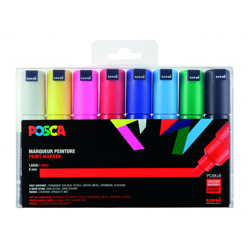 4902778974711 - POSCA PC-8K 8 MARQUEURS COLORIS ASSORTIS