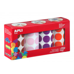 8410782024088 - 4 ROULEAUX 2832 GOMMETTES RONDES 33MM COLORIS FUN