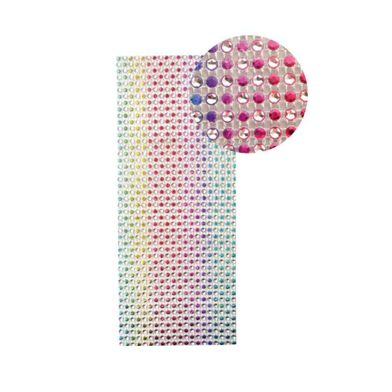 3532435003693 - BANDE STRASS ADHÉSIVES MULTICOLORE CLAIR