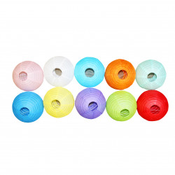 3701385300613 - 10 LANTERNES PAPIER DE SOIE COLORIS ASSORTIS