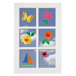 4001868455496 - PAPIER ?LECTROSTATIQUE TRANSPARENT POUR VITRAIL 23X33CM 10F COLORIS ASSORTIS