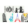 3760002571645 - 6 POCHOIRS MONUMENTS DU MONDE ASSORTIS