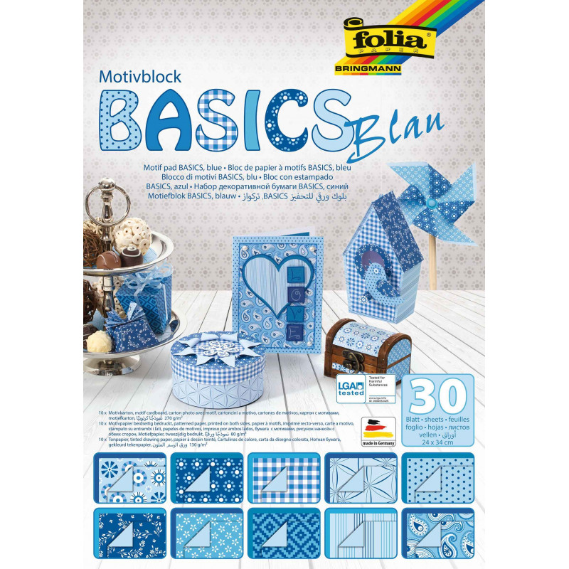 4001868040036 - 30F PAPIER IMPRIM?S 24X32CM MOTIFS BASICS BLEU