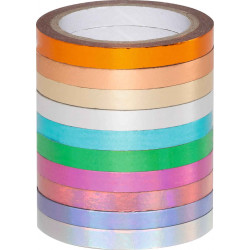 4001868099539 - 10 MINI RUBANS DORÉS 5MMX5M UNIS ASSORTIS