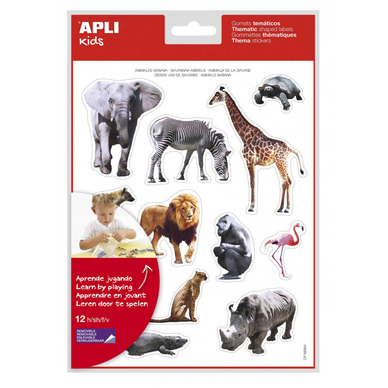 8410782166221 - 144 GOMMETTES RÉALISTES ANIMAUX DE LA SAVANE