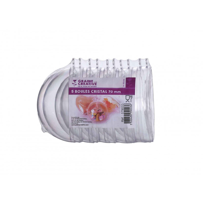 3532435790050 - 5 SUSPENSIONS BOULE PLASTIQUE TRANSPARENT Ø 10CM