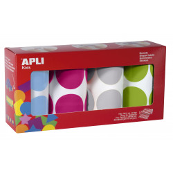 8410782183013 - 4 ROULEAUX 1416 GOMMETTES RONDES 45MM COLORIS FUN